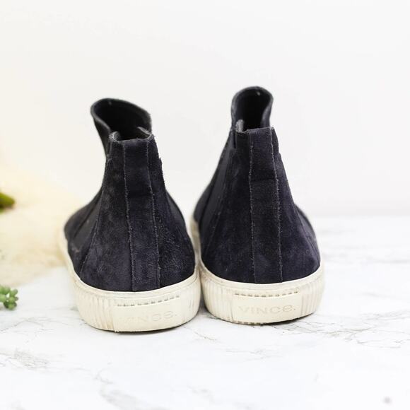 Vince Kewolna Mid-Top Navy Blue Suede Leather Pull On Sneakers Size 9 Men's - Picture 3 of 6